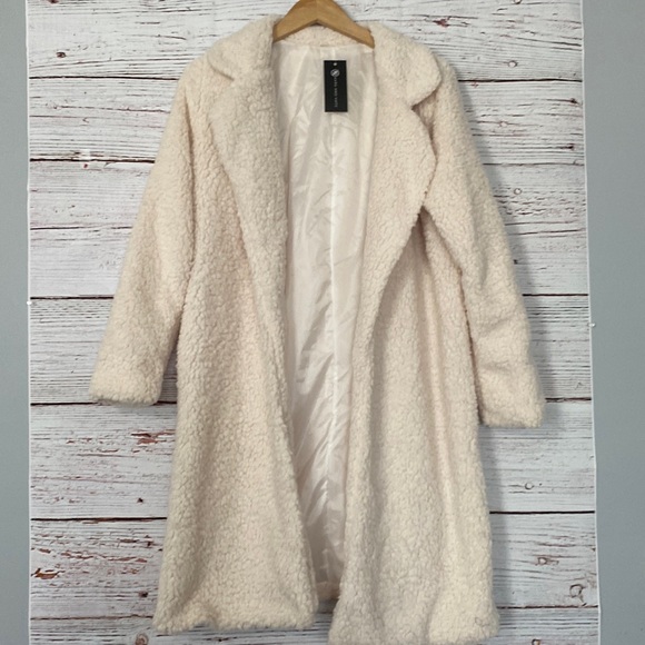 New Womens Large Sherpa Cardigan Cream - Picture 2 of 9